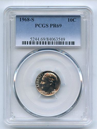 1968 & 1969 S 10C Roosevelt Dime's PCGS PR69