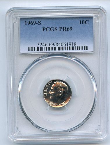 1968 & 1969 S 10C Roosevelt Dime's PCGS PR69