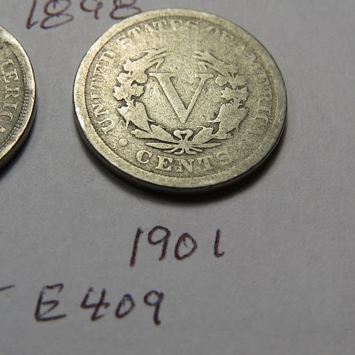 1898 1899 1901 LIBERTY "V" NICKELS ( LOT OF 3 COINS)~ COMBINED SHIPPING ~ LOT E409