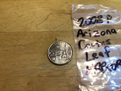 2008-P Arizona State Quarter, bottom of Cactus Leaf Error, Free Shipping