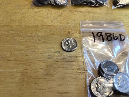 1986-P Roosevelt Dime, Circulated, Great Folder Filler, Free shipping