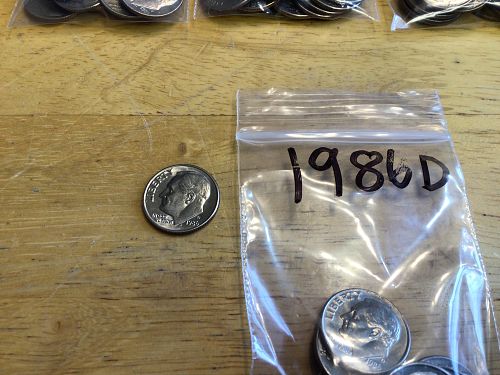 1986-P Roosevelt Dime, Circulated, Great Folder Filler, Free shipping