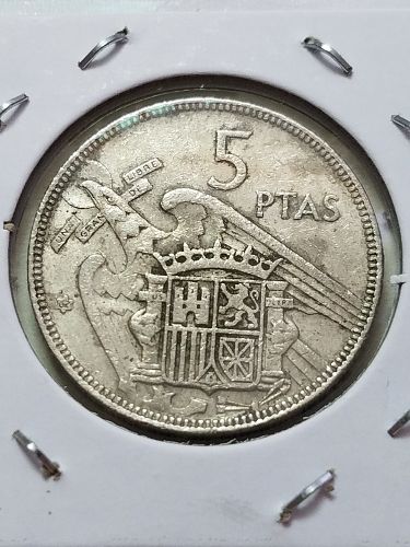 1957 Spain Fransico Franco 5 Pesetas Spanish 5 Peso