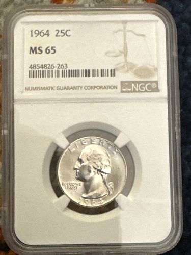1964 WASHINGTON QTR NGC MS65