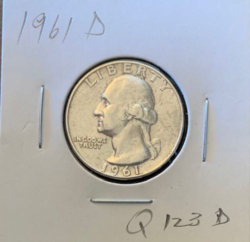 1961 D Washington 90% Silver Quarter  XF - 40 -  Q123D