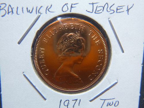 BALLIWICK OF JERSEY 1971 TWO NEW PENCE PROOF LIKE