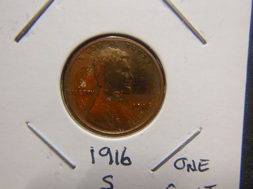 1916 S Lincoln Wheat Cent Small Cents