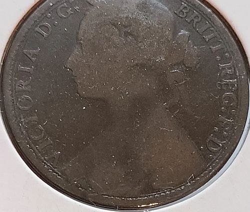 British Penny - 1877 - Queen Victoria - Set Break! RARE Piece of Brittania!