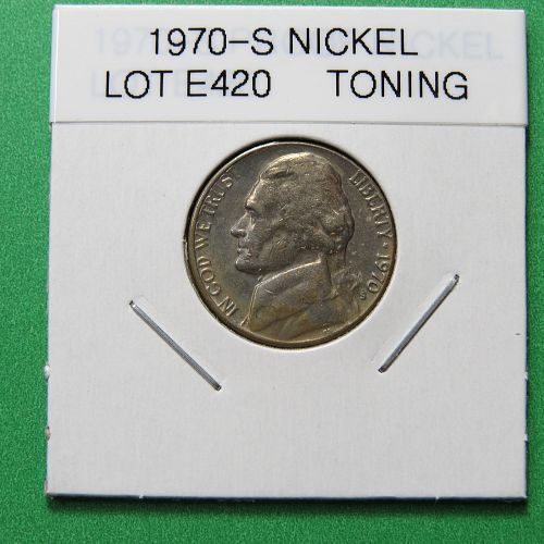 1970-S JEFFERSON NICKEL ~ TONING ~ COMB SHIP ~ LOT E420