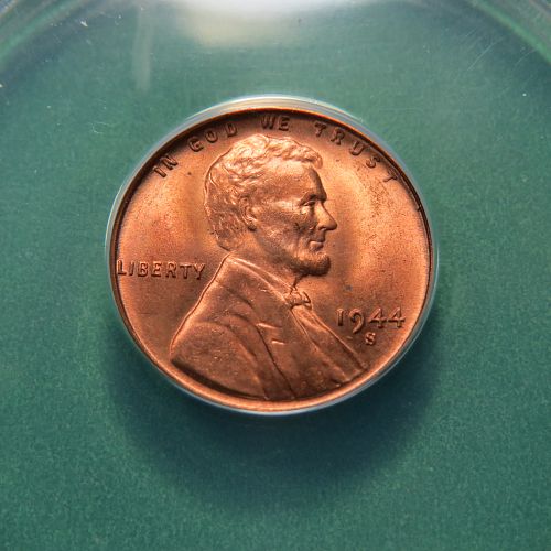 1944-S LINCOLN CENT ~ ANACS MS66 RED ~ (WORLD WAR 2 ERA)  LOT E444