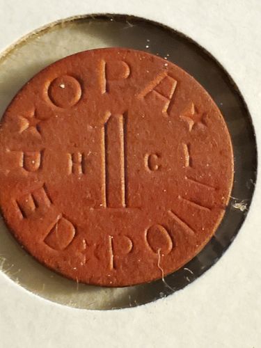 1944-45 OPA- Red Point Token Letters "H" "C"