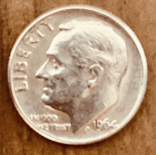 1964 P Roosevelt Dime. Almost Uncirculated R642