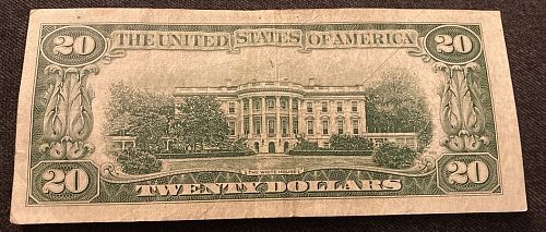 1950 B $20 Federal Reserve Note Slightly Off Center Cut Error