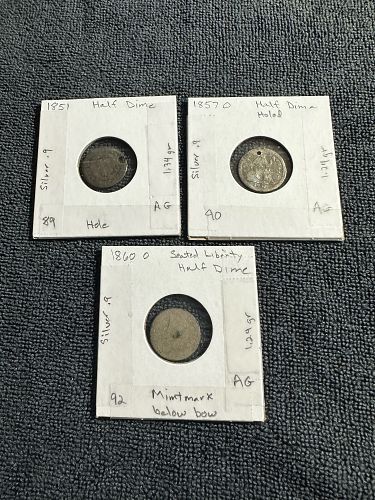 3 Half Dimes  1851 P  1857 O  1860 O      PB