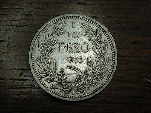 1933 Chile 1 Peso KM 176 nice
