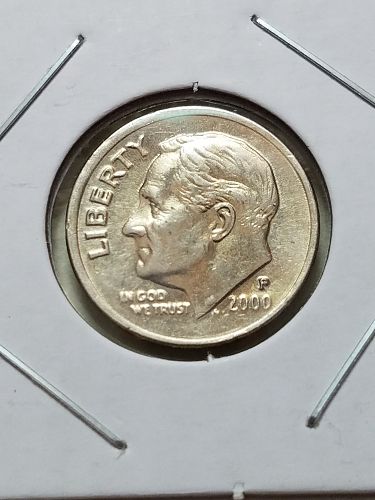 2000 P Roosevelt Dime Double Off Center