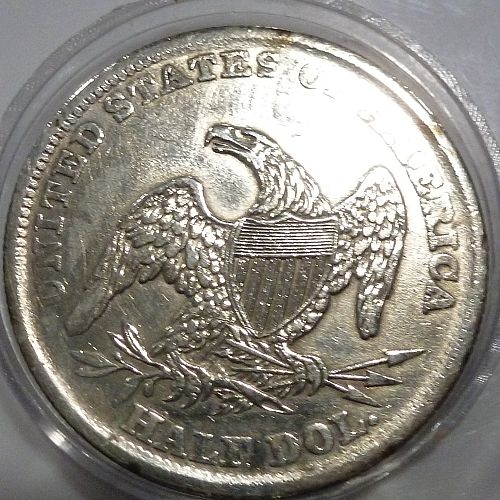 HERE  A BEAUTIFUL XF 1838 CAPPED BUST REEDED EDGE HALF DOLLAR  # 0027