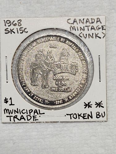 1968 Regina Saskatchewan $1 Trade token Uncirculated Buffalo Buck Shooting Gun