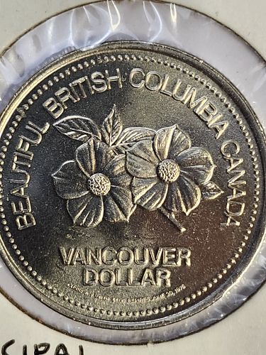 1976 Vancouver British Columbia $1 dollar token Uncirculated Pacific Dogwood flowers