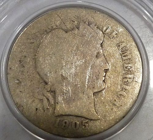 1905-O Barber Dime that shows signs as being cleaned in the past (B-149)