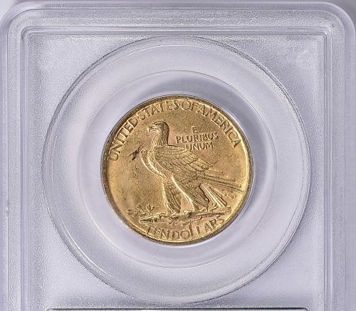 1908 $10 GOLD INDIAN HEAD EAGLE NO MOTTO PCGS MS 60 OGH VERY RARE