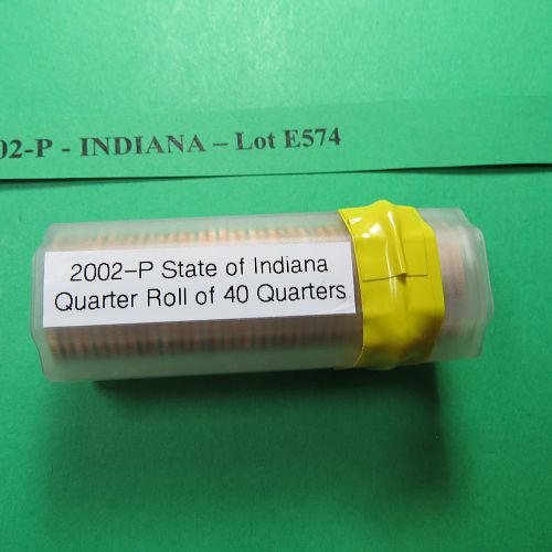 2002-P INDIANA UNCIRCULATED STATE QUARTER ROLL (40 COINS) Lot E574