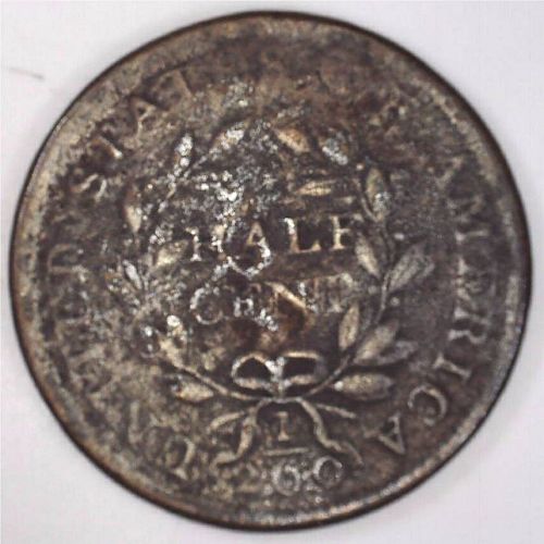 1804 P Draped Bust Half Cent: Crosslet 4 -Stems