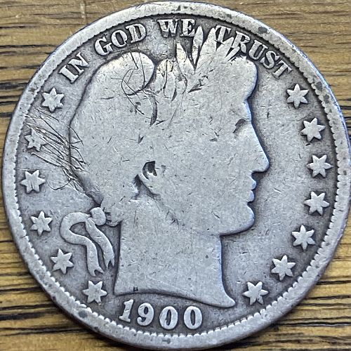 1900 barber half dollar lightly scratched obverse