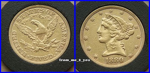 1880 GOLD $5.00 HALF EAGLE CORONET HEAD COIN