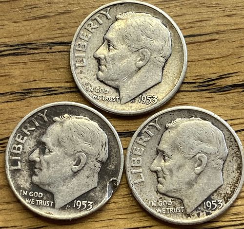 1953 P/D/S 3 coin lot set break