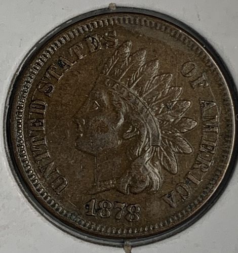 1878 Indian Head Cent, AU (6400S)