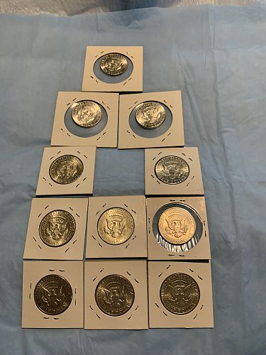 New/old just opened 1964 P Kennedy 1/2 Dollars 11 each uncirculated