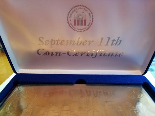 National Collectors Mint September 11th Coin Certificate Gold Leaf $20 Dollars 3 Silv