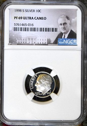 1998 S NGC PF 69 ULTRA CAMEO SILVER ROOSEVELT DIME