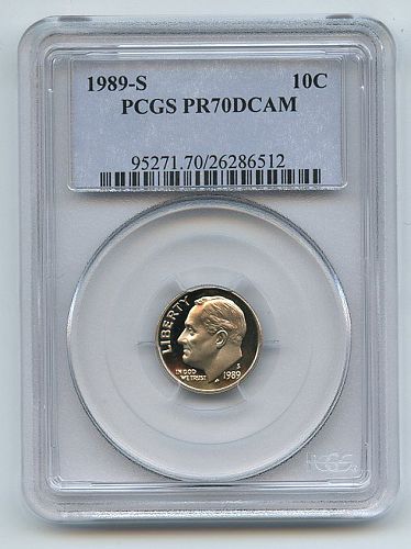 1989 S  PROOF ROOSEVELT DIME  -  MS70