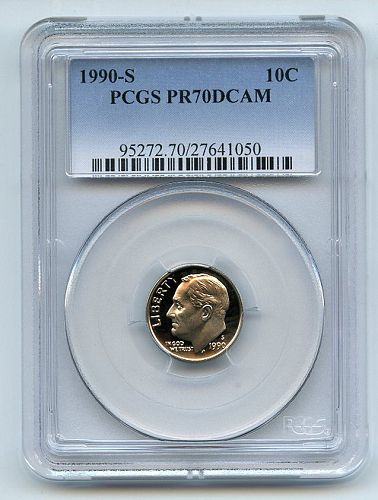 1990 S  PROOF ROOSEVELT DIME  -  MS70