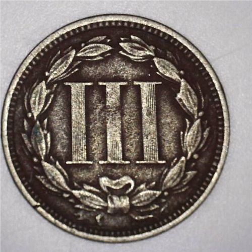 1865 P Nickel Three Cent Three Cent