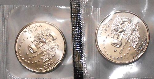 2002 P and D Indiana state quarters in orig US Mint cello