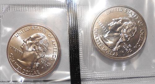 2002 P and D Indiana state quarters in orig US Mint cello