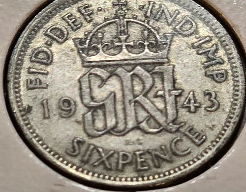 1943 British Six Pence Coin