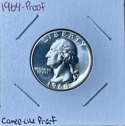 1964-P Washington Silver Proof Quarter • Beautiful Cameo-Like Proof Pulled from MPS