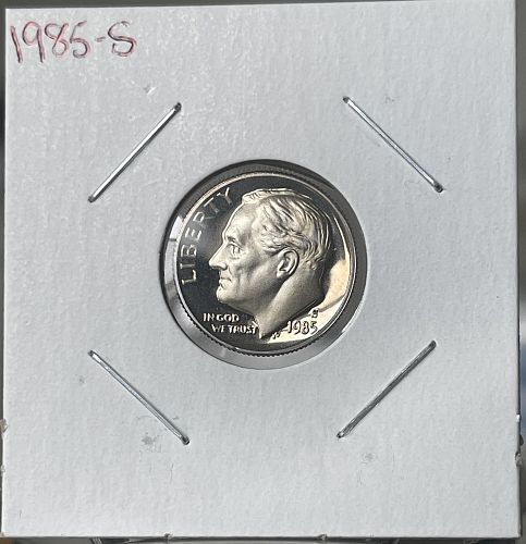 1985-S  Roosevelt Clad Proof Dime • Cameo Proof Direct from MPS