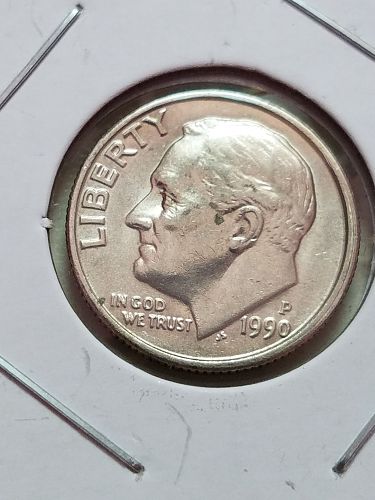 1990 P Roosevelt Dime Double Off Center