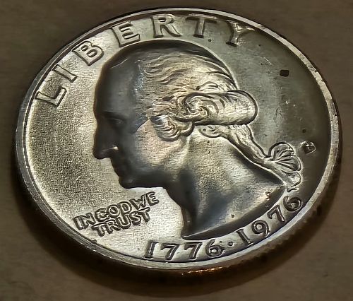 GEM BU 1976-S Washington Quarter BU 40% SILVER Bicentennial US Coin - w/TONING!