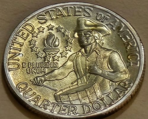 GEM BU 1976-S Washington Quarter BU 40% SILVER Bicentennial US Coin - w/TONING!