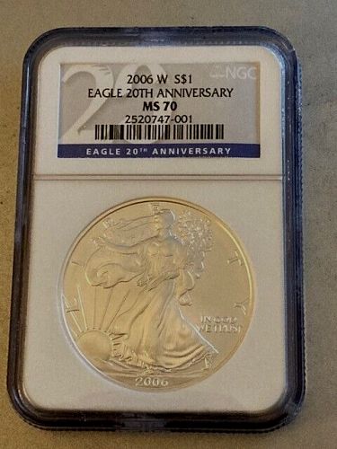 2006-W Burnished American Silver Eagle. NGC MS70