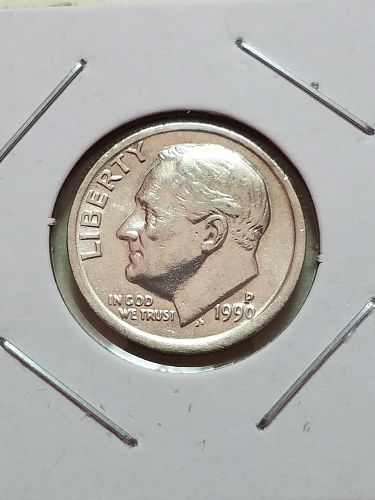 1990 P Roosevelt Dime Double Off Center