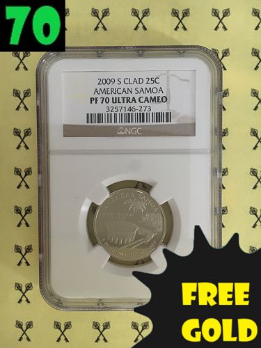 2009-S American Samoa Quarter NGC PF 70 Ultra Cameo with FREE GOLDBACK*