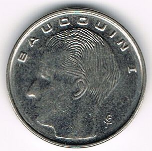 1 Franc - Baudouin I French text, Belgium, 1991