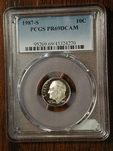 1987s Roosevelt Dime PCGS graded PR69 DCAM NICE